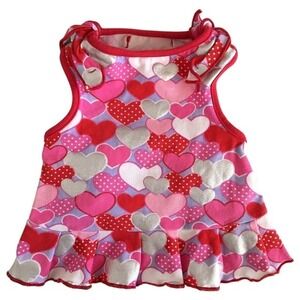 SimplyDog Heart Print Dog Dress Red Pink Size S